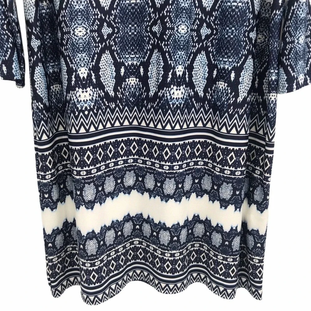 Studio By Tiana B Womens Size Plus 2XL Blue Printed 3/4 Sleeve Pullover Dress - Picture 3 of 5